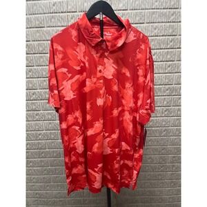 Birdie Bound Mens 3XL Printed Short Sleeve Golf Polo Shirt Ember Glow Red New